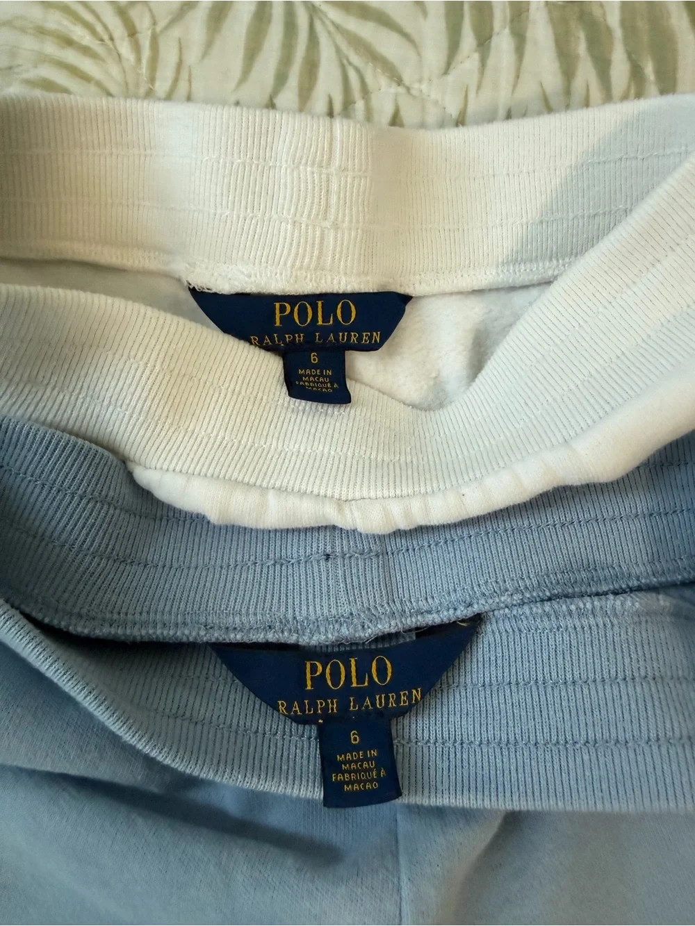 Ralph Lauren White and Light Blue Cotton Terry Shorts - girls